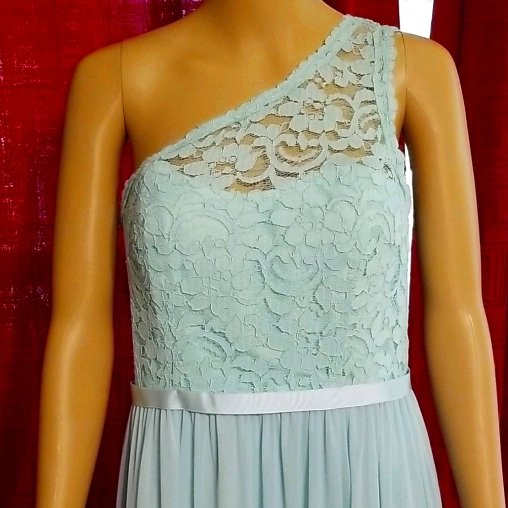 NwT Davids Bridals Mint Blue Chiffon Maxi Dress